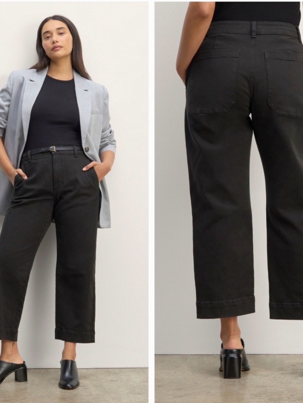 NWOT Everlane 2 Organic High Rise Relaxed Straight Leg Cropped Utility Pants